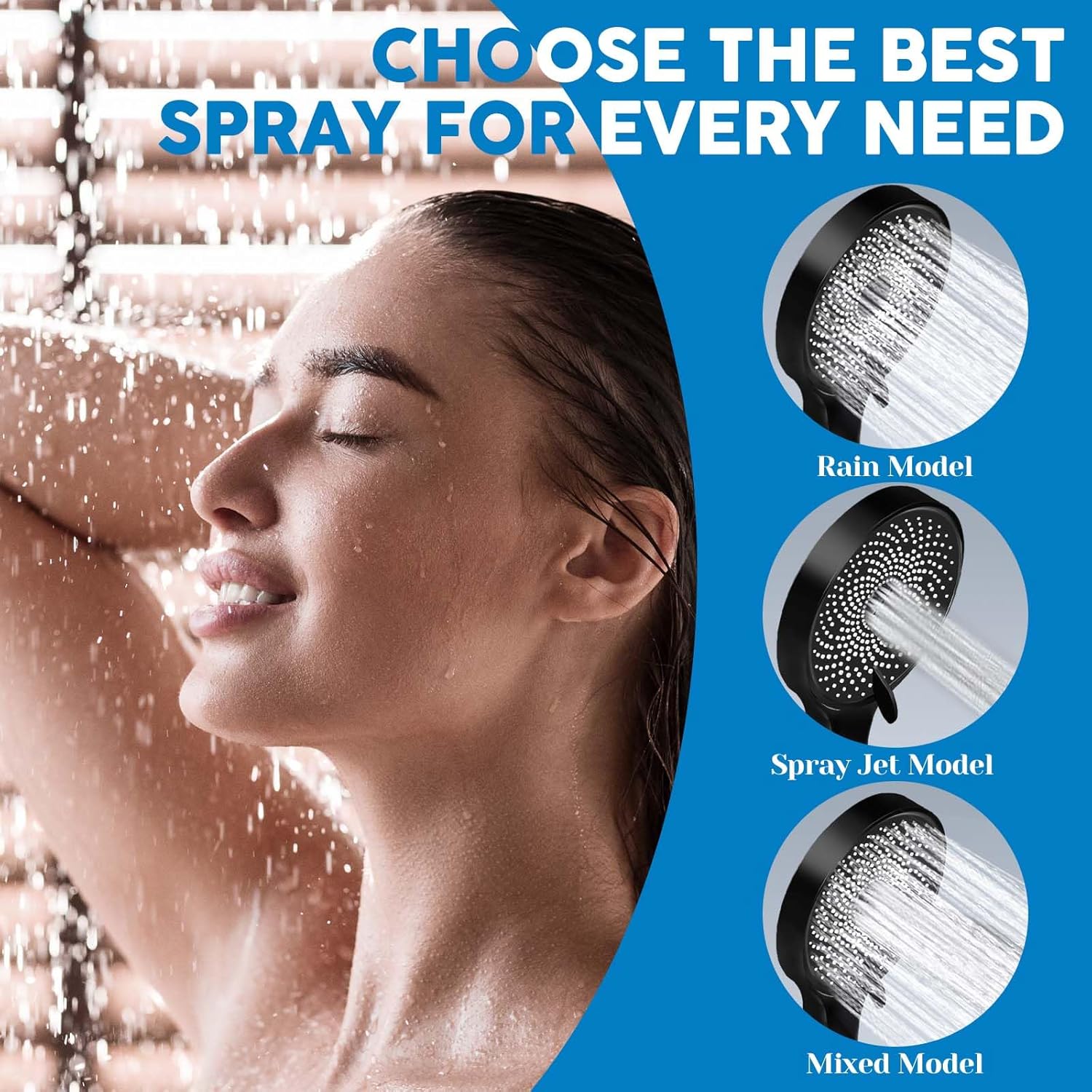 Stainless Steel 8-Inch Rain Shower Head with Handheld Spray Combo and Adjustable 11-Inch Extension Arm