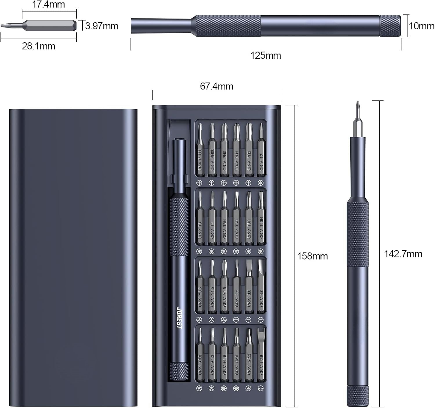 25-in-1 Precision Magnetic Screwdriver Set, Industrial Grade Mini Bit Kit for Electronics Repair, Mobile Devices, and Small Appliance Maintenance