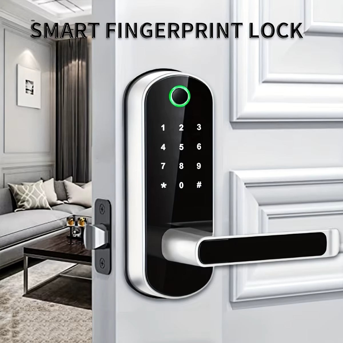 Smart Fingerprint Door Lock, WiFi Digital Touchscreen Keyless Entry Deadbolt with IP67 Waterproof Rating and Emergency USB Backup for Home Security