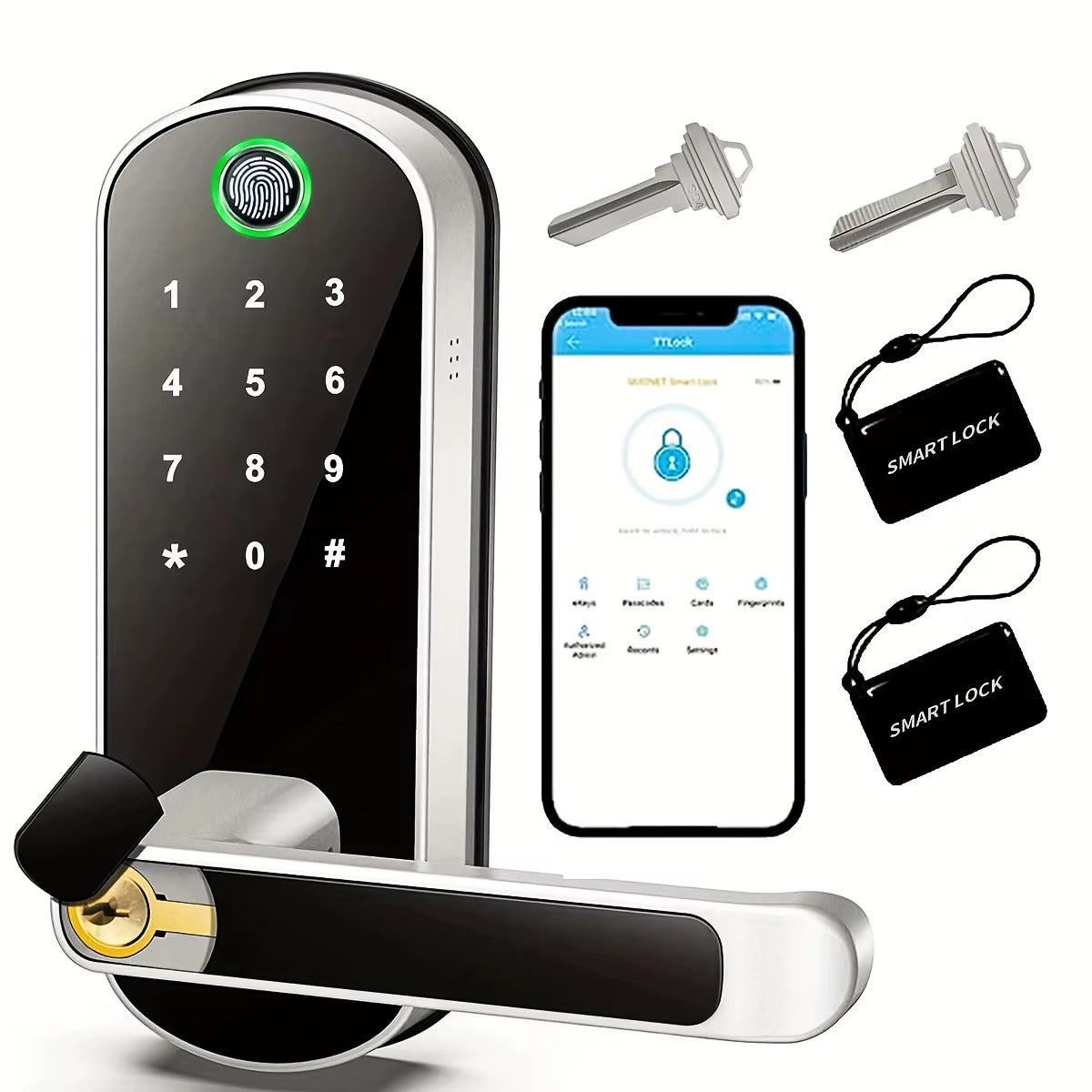 Smart Fingerprint Door Lock, WiFi Digital Touchscreen Keyless Entry Deadbolt with IP67 Waterproof Rating and Emergency USB Backup for Home Security